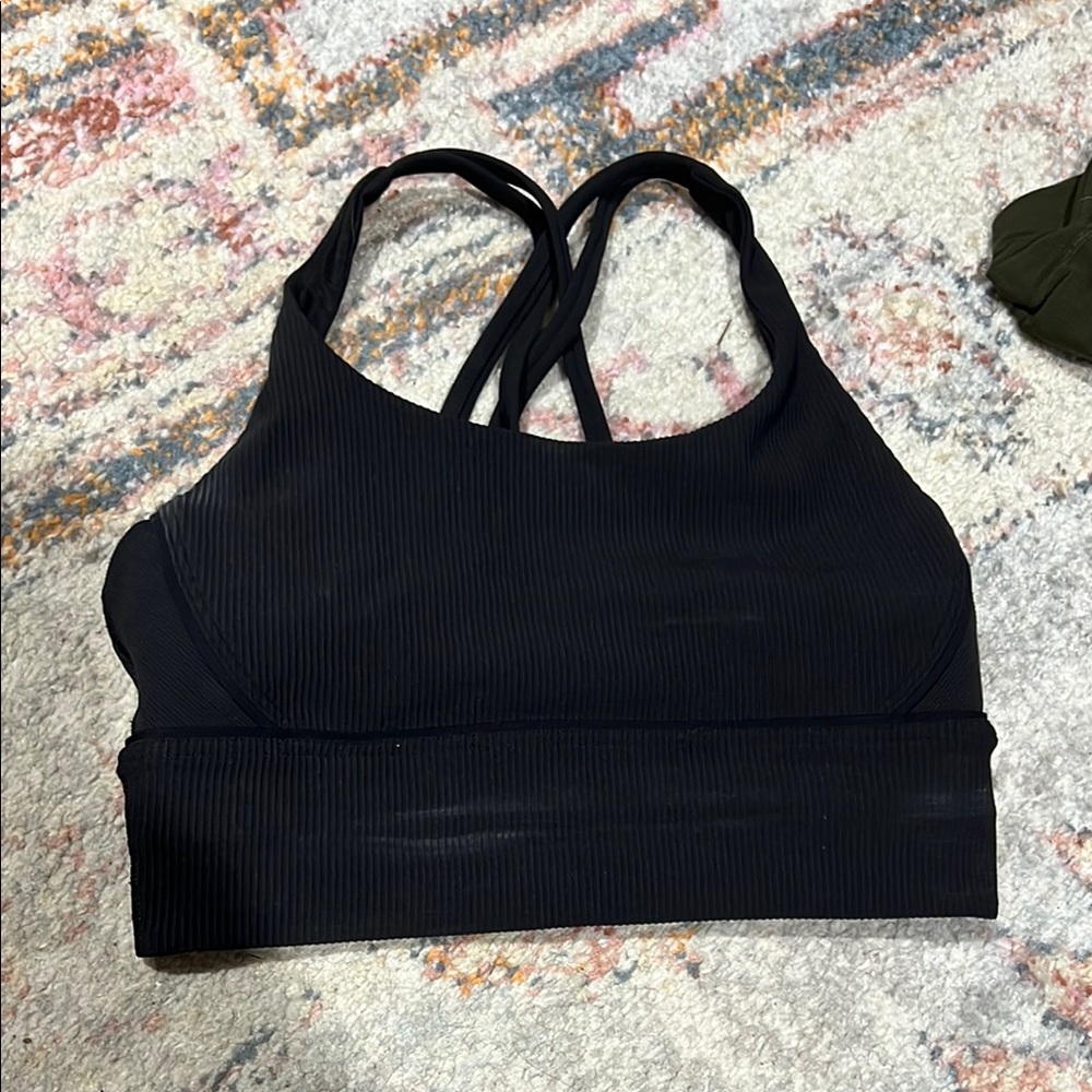 Black Ribbed Women's Sports Bra